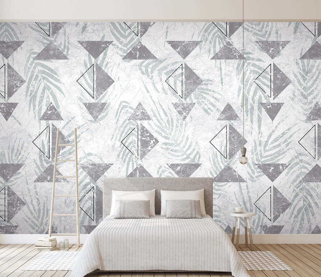 Triangular Pattern Leaves Wallpaper Murals