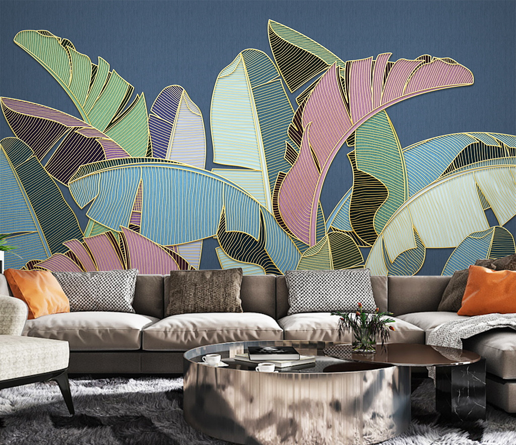 Tropical Coloured Leafs Wallpaper Murals