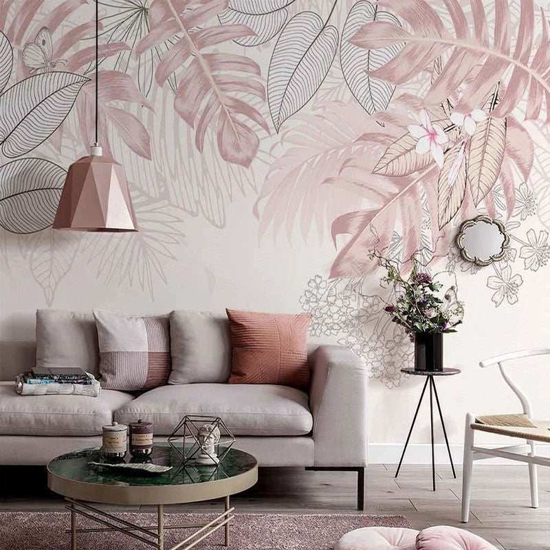 Tropical Plants Leaves Wallpaper Vibrant Interiors