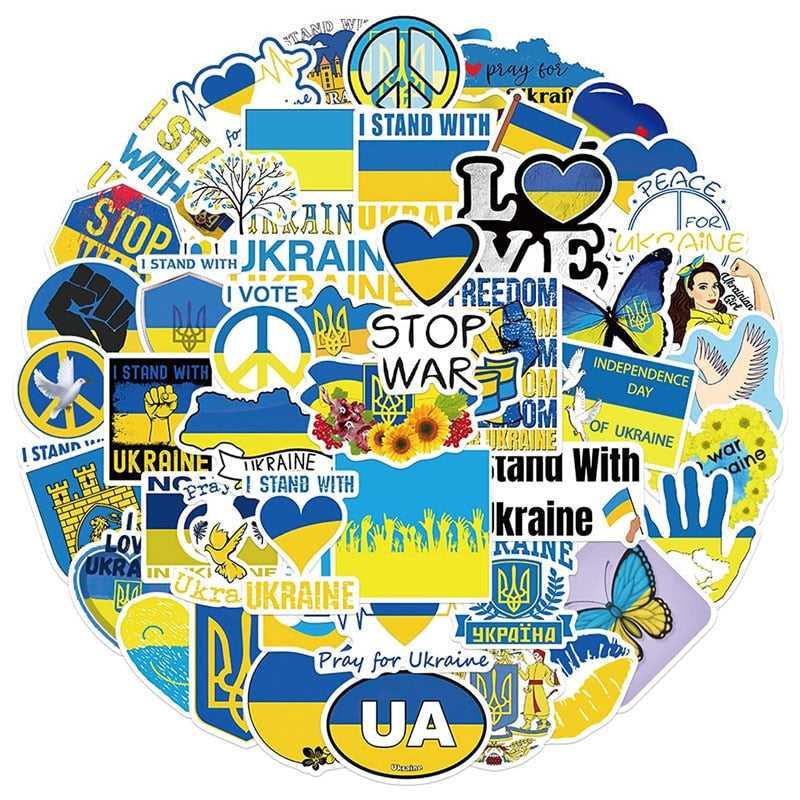 Blue Yellow Ukraine Peace Stickers Pack | Famous Bundle Stickers | Waterproof Bundle Stickers