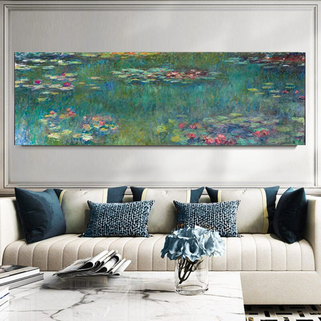 Van Gogh Impressionist Green Water with Lilies Canvas Wall Art