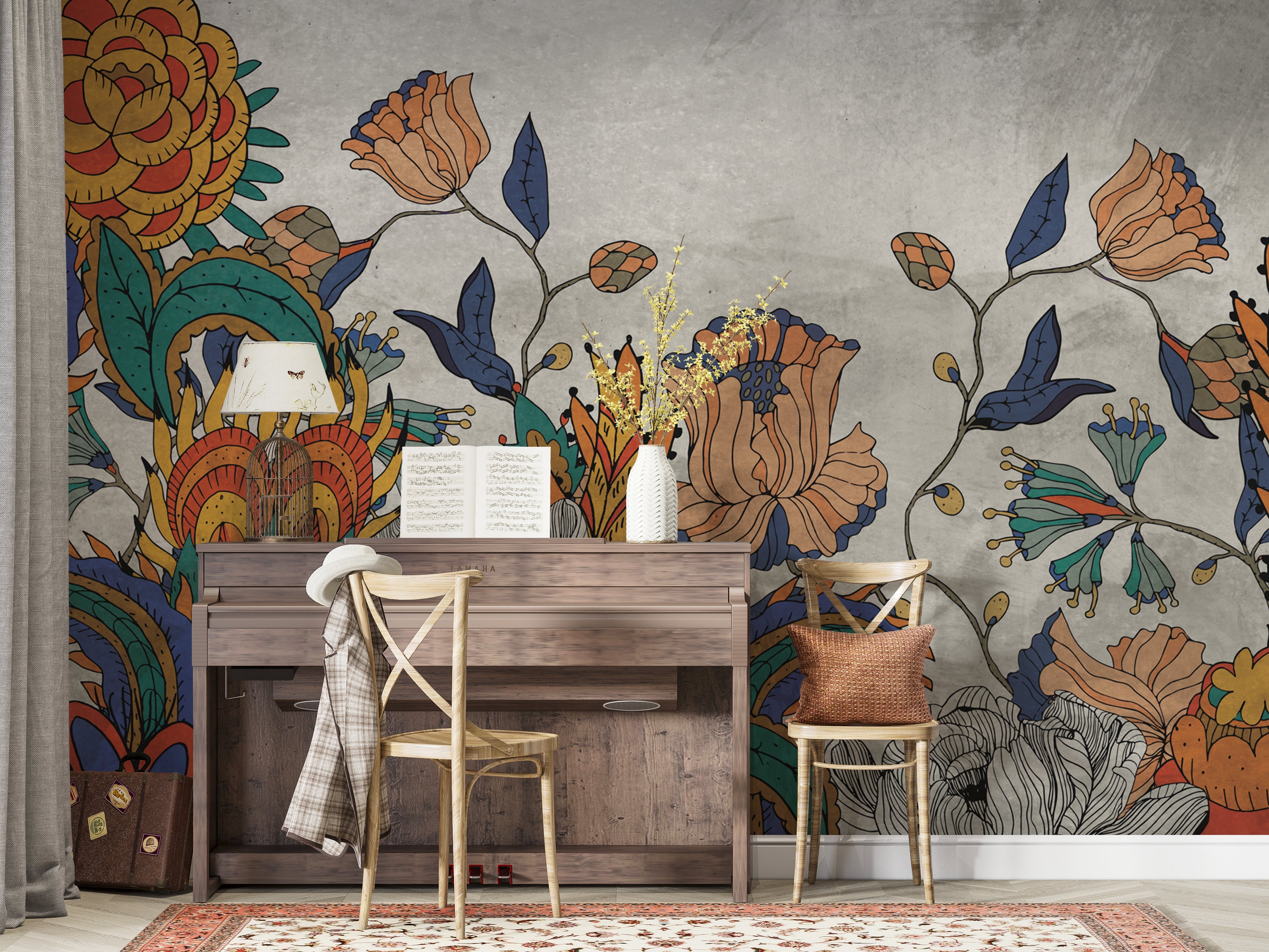 Vibrant Floral Wallpaper Mural - Transform Your Space