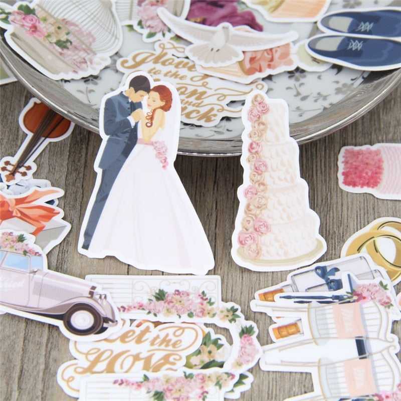 Wedding theme waterproof Stickers 28 Piece