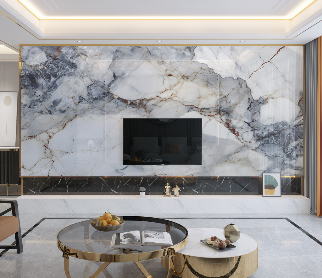 White & Black Stone Marble Wallpaper Murals