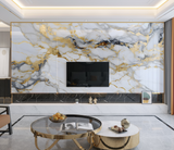 White & Gold Stone Marble Wallpaper Murals