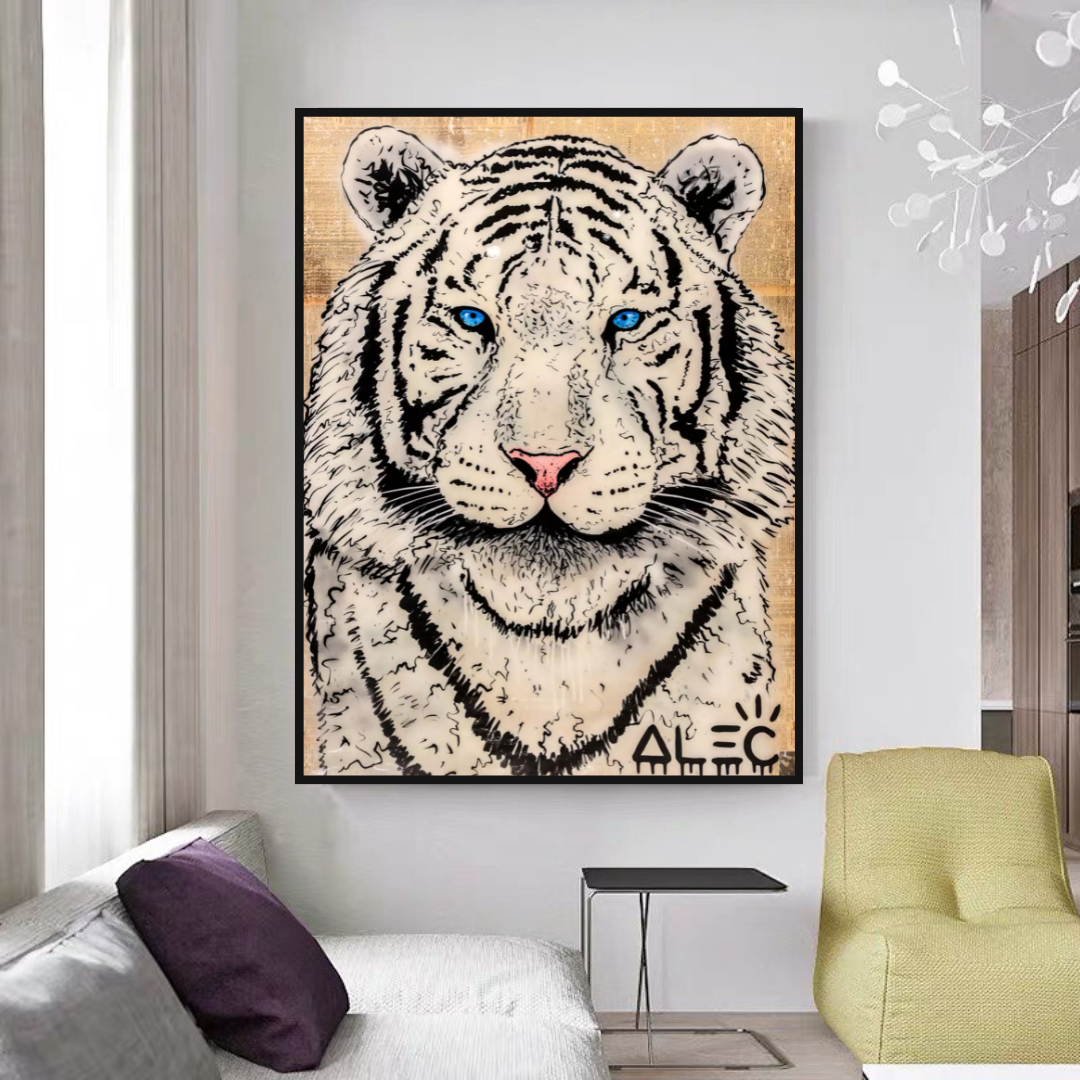 White Tiger Poster: Stunning Art of Majestic White Tigers