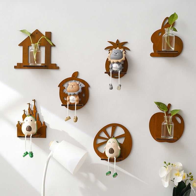 Wooden Shelf Wall Hanging - Animal and Fruit Shape Shelf