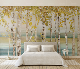 Yellow Tree Trunks Wallpaper Murals