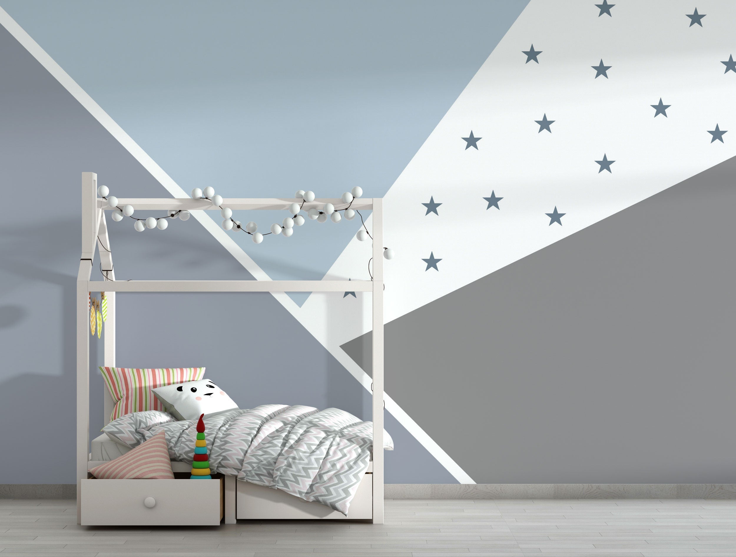 Abstract Blue Stars Kids Nursery Wallpaper Mural