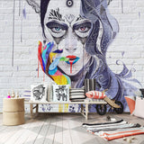 Abstract Masked Girl Cover Girl Wallpaper for Home Wall Decor