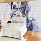 Abstract Masked Girl Cover Girl Wallpaper for Home Wall Decor