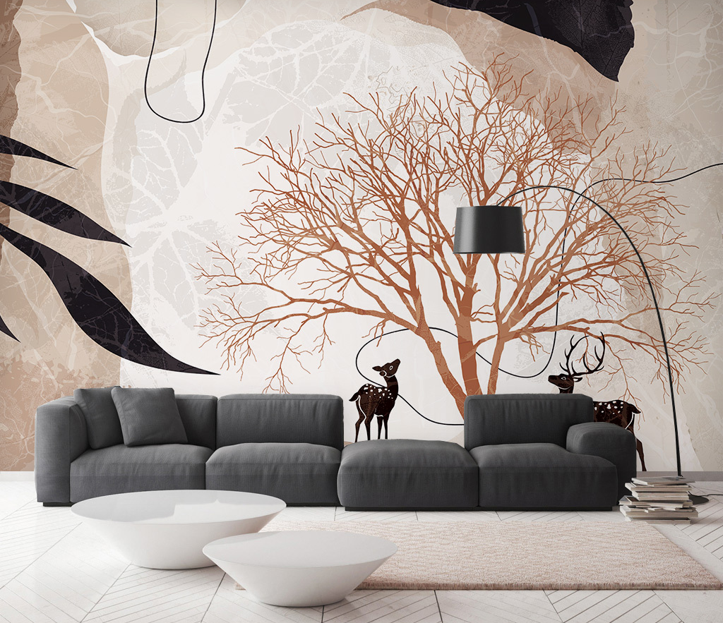 Papier peint mural arbre abstrait - Transformez votre espace