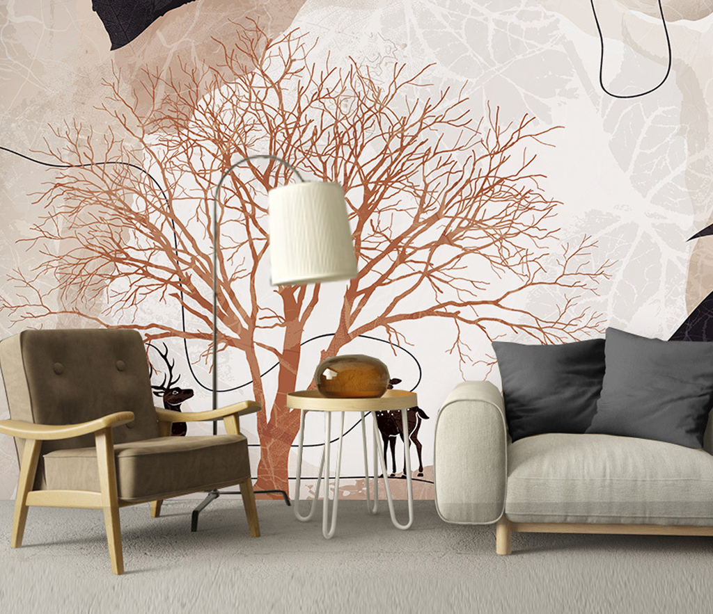 Papier peint mural arbre abstrait - Transformez votre espace