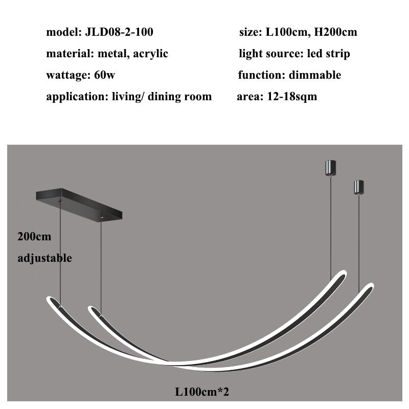 Lustre à ceintures en acrylique : éclairage élégant et stylé