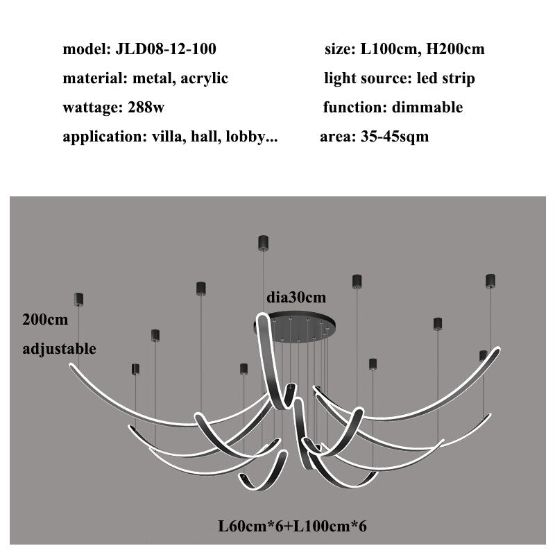 Lustre à ceintures en acrylique : éclairage élégant et stylé