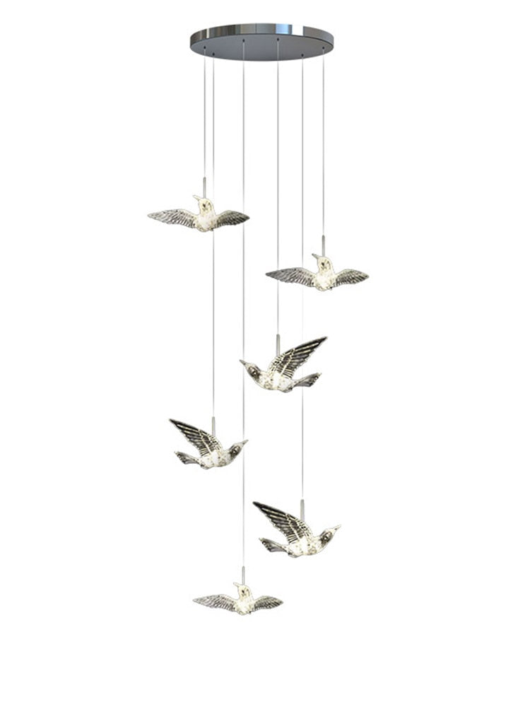 Lustre oiseaux en verre acrylique - Solution d'éclairage exquise