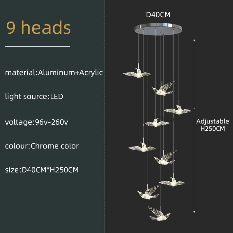 Vogel-Kronleuchter aus Acrylglas – exquisite Beleuchtungslösung
