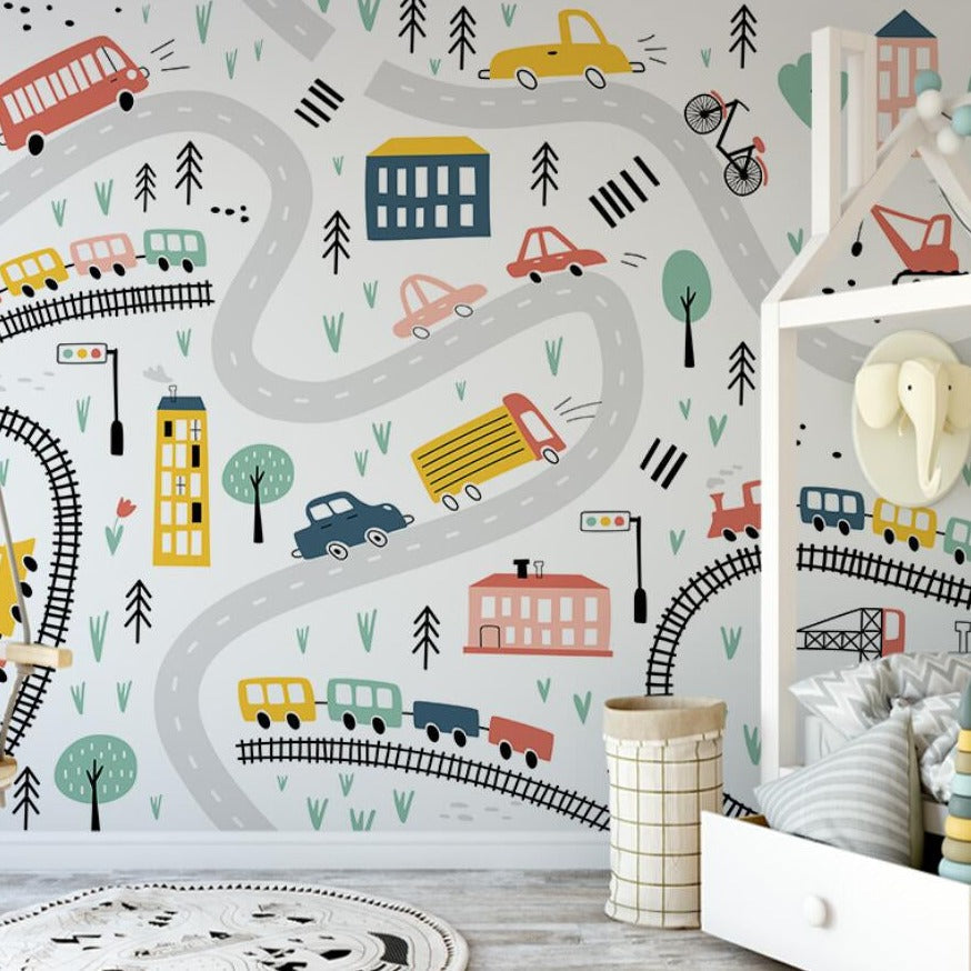 Adventurous Car Track Journey Wall