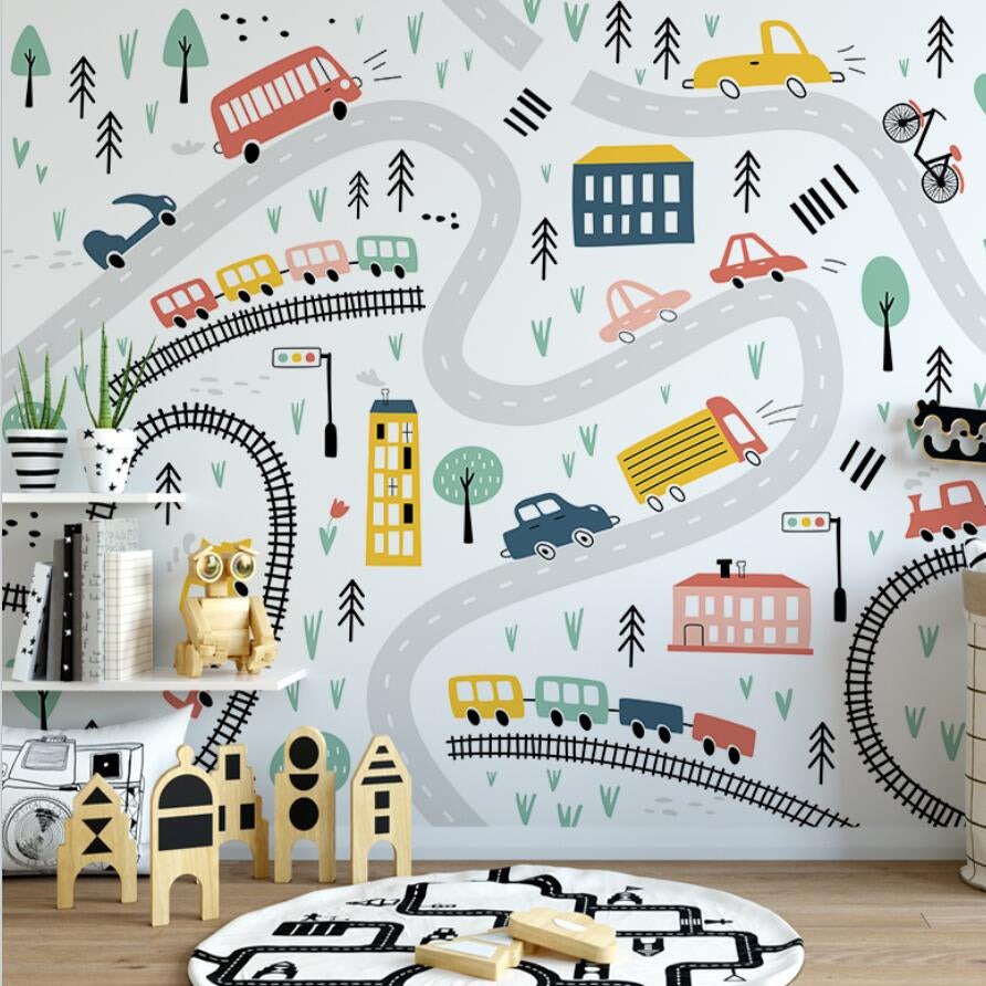 Adventurous Car Track Journey Wall