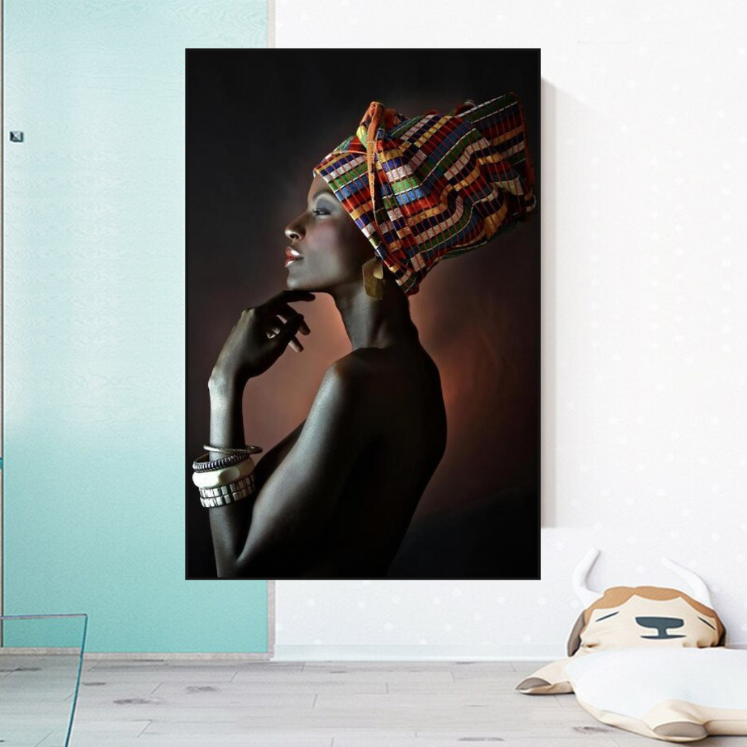 Art mural sur toile fleur couronnée Afro Girl