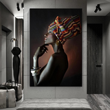 Art mural sur toile fleur couronnée Afro Girl