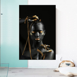 Afro Girl in Beads Jewel Leinwand-Wandkunst