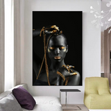 Afro Girl in Beads Jewel Art mural sur toile