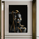 Afro Girl in Beads Jewel Leinwand-Wandkunst