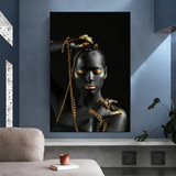 Afro Girl in Beads Jewel Leinwand-Wandkunst