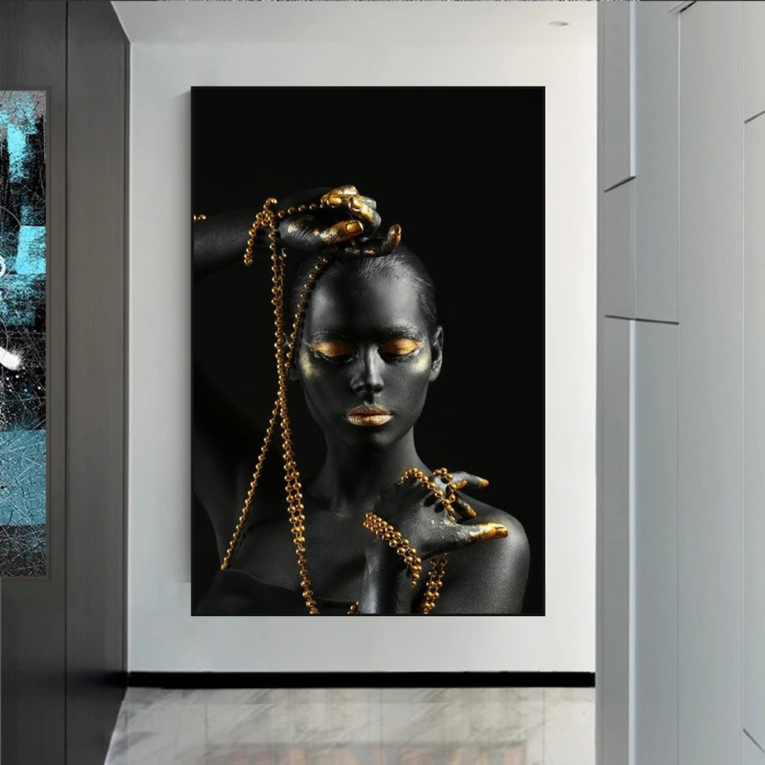 Afro Girl in Beads Jewel Art mural sur toile