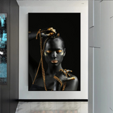 Afro Girl in Beads Jewel Canvas Wall Art