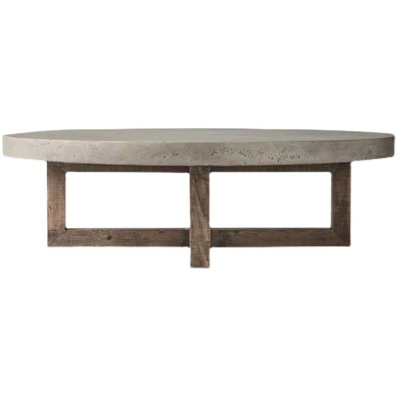 Table basse ronde en bois de pin vieilli