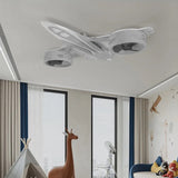 Airplane Ceiling Light with Fan for Kids Room - Light Grey