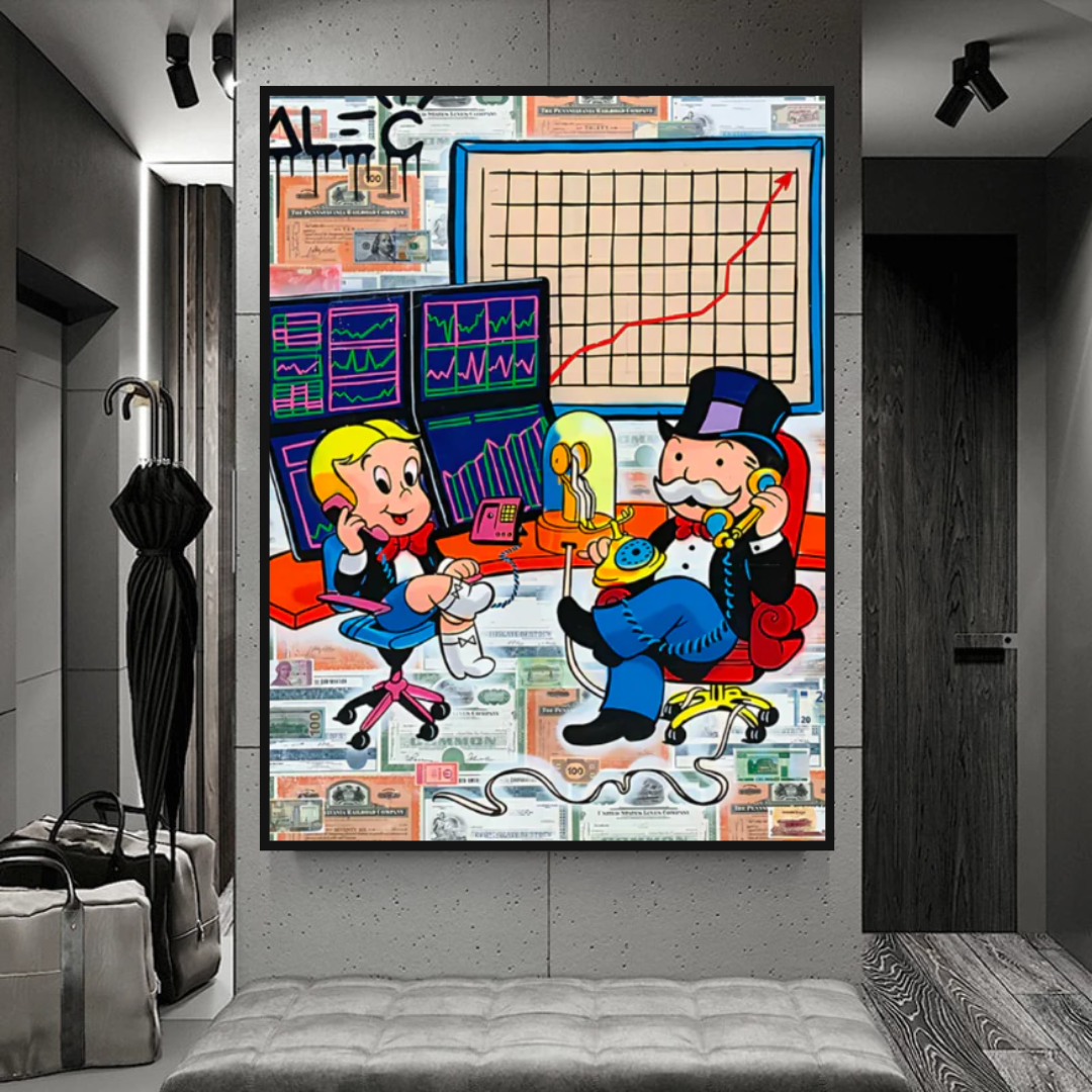 Alec Monopoly and Richie Rich in Forex Trading Crypto Canvas Print