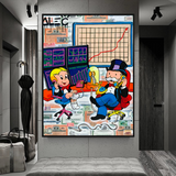 Alec Monopoly und Richie Rich im Forex-Trading-Krypto-Leinwanddruck