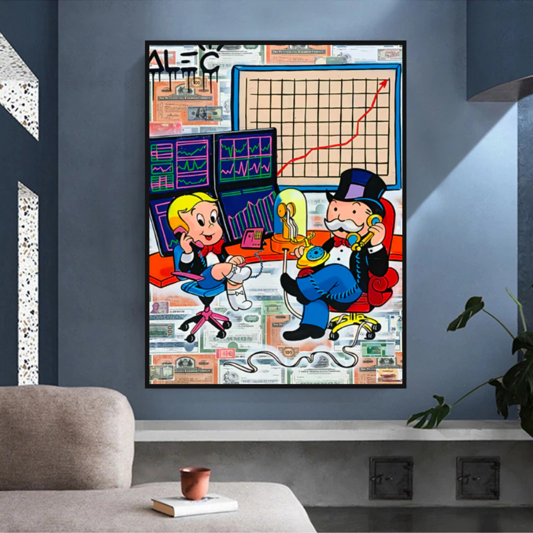 Alec Monopoly et Richie Rich en Forex Trading Crypto Impression sur toile