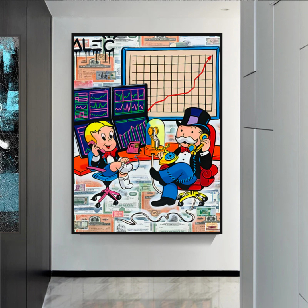 Alec Monopoly and Richie Rich in Forex Trading Crypto Canvas Print