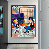 Alec Monopoly und Richie Rich im Forex-Trading-Krypto-Leinwanddruck