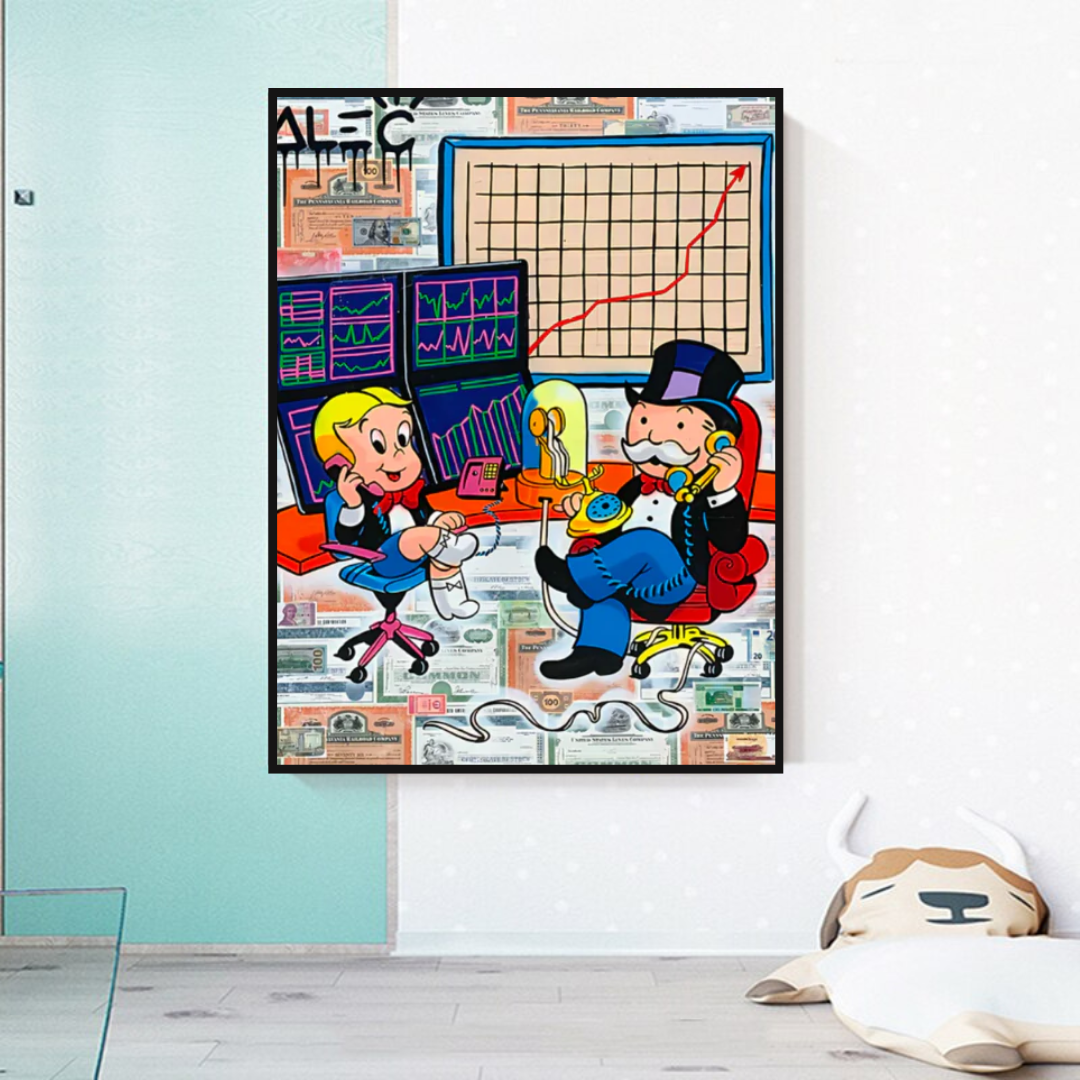 Alec Monopoly et Richie Rich en Forex Trading Crypto Impression sur toile