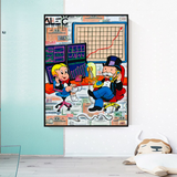 Alec Monopoly and Richie Rich in Forex Trading Crypto Canvas Print