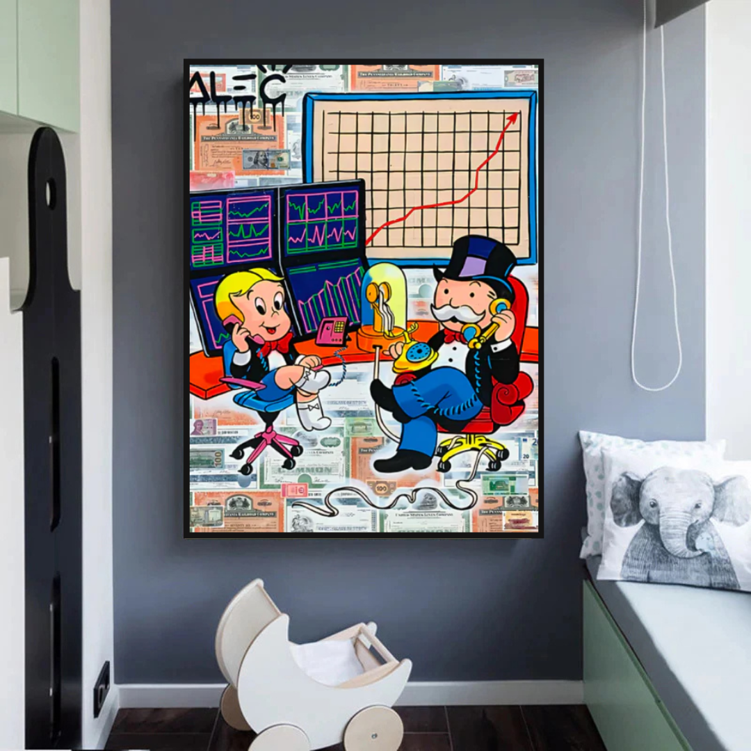 Alec Monopoly et Richie Rich en Forex Trading Crypto Impression sur toile