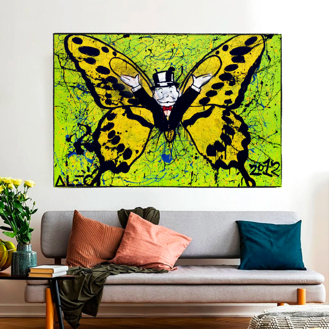 Alec Monopoly Art for Sale: Money Man Got Wings Canvas