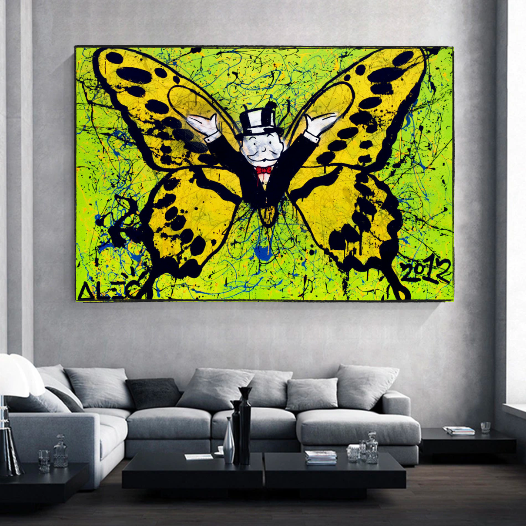 Alec Monopoly Art for Sale: Money Man Got Wings Canvas