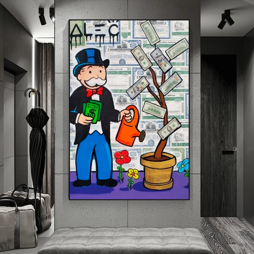 Alec Monopoly Art: Money Grows Graffiti-Leinwanddruck