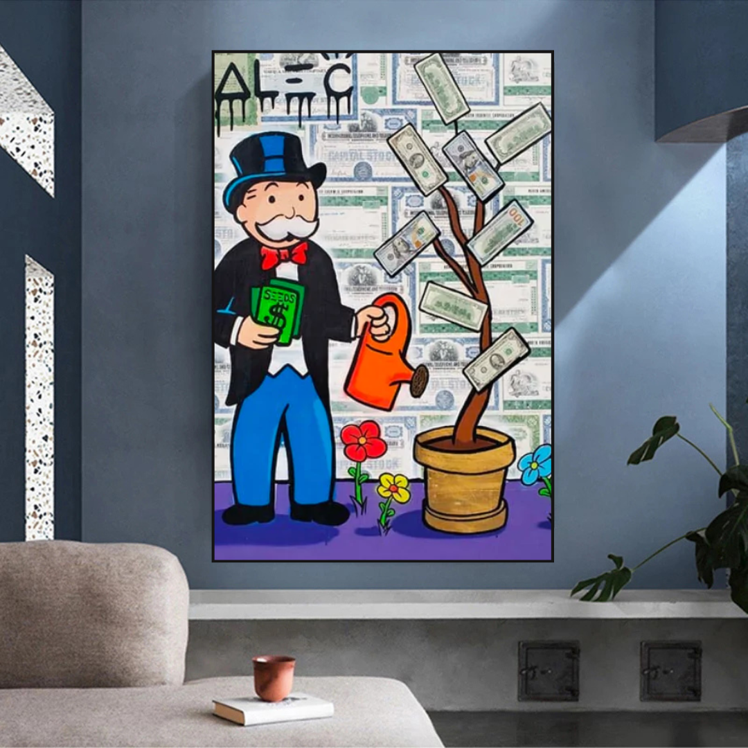 Alec Monopoly Art: L'argent fait pousser des graffitis Impression sur toile