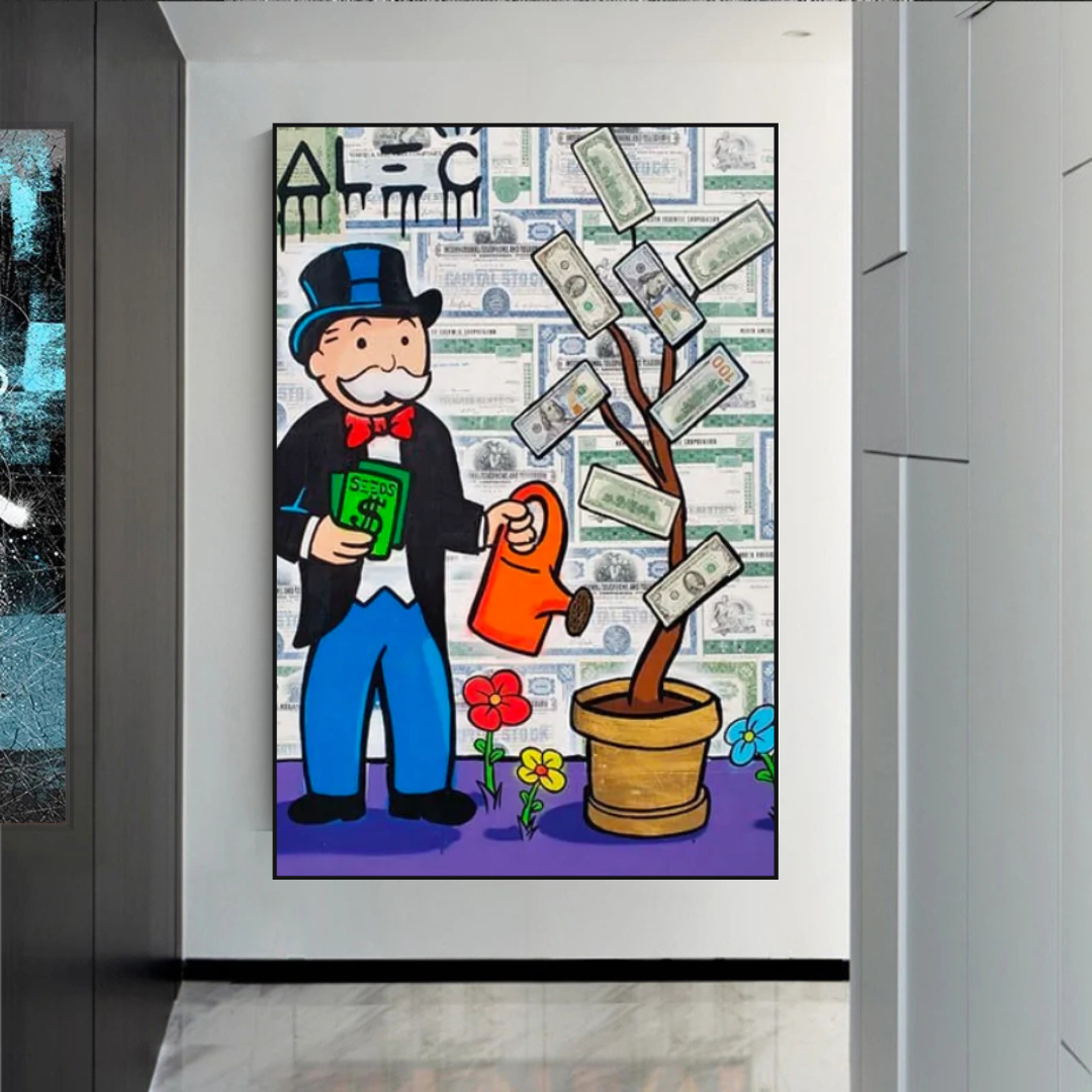 Alec Monopoly Art: L'argent fait pousser des graffitis Impression sur toile