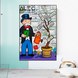 Alec Monopoly Art: Money Grows Graffiti Canvas Print