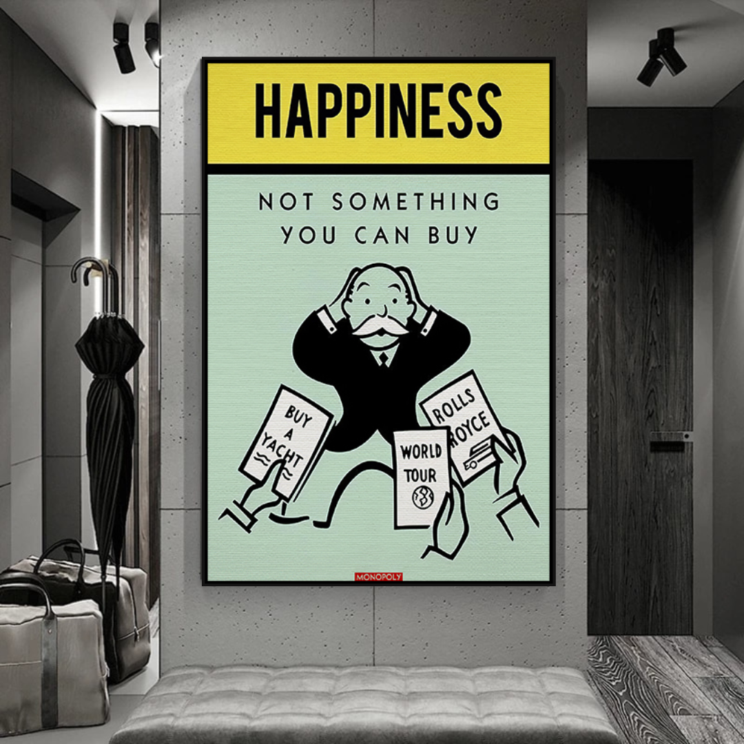 Alec Monopoly Cant Buy Happiness Play Card Canvas Wall Art