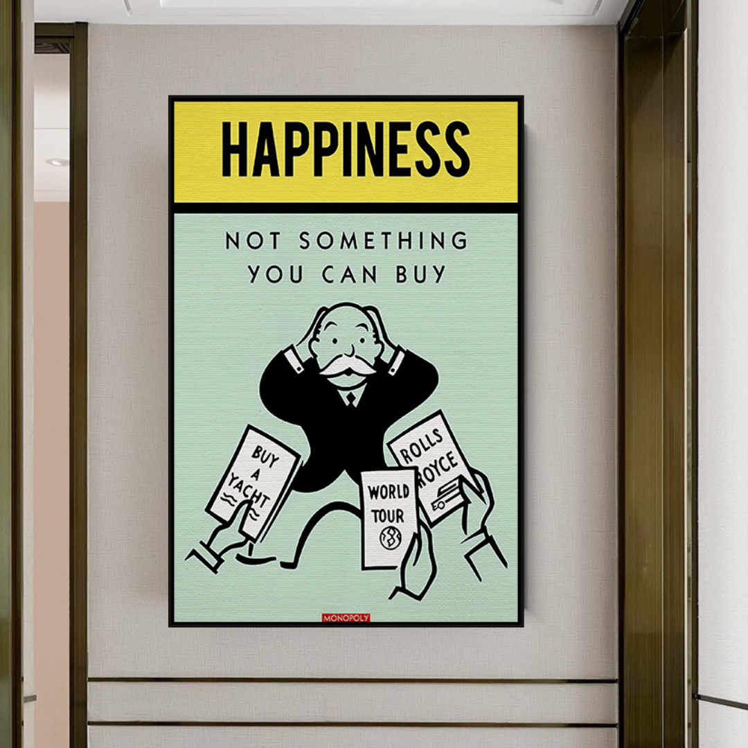 Alec Monopoly Cant Buy Happiness Play Card Canvas Wall Art