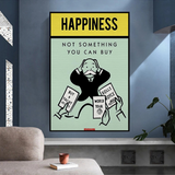 Alec Monopoly Cant Buy Happiness Play Card Décoration murale sur toile